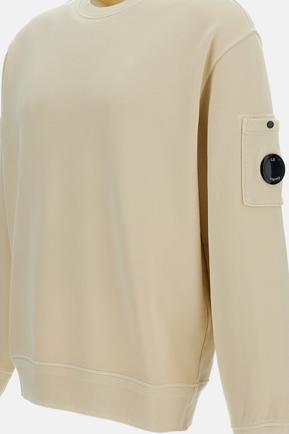 C.P. Company Men Cotton Diagonal Fleece Crewneck Lens Sweatshirt C.P. COMPANY