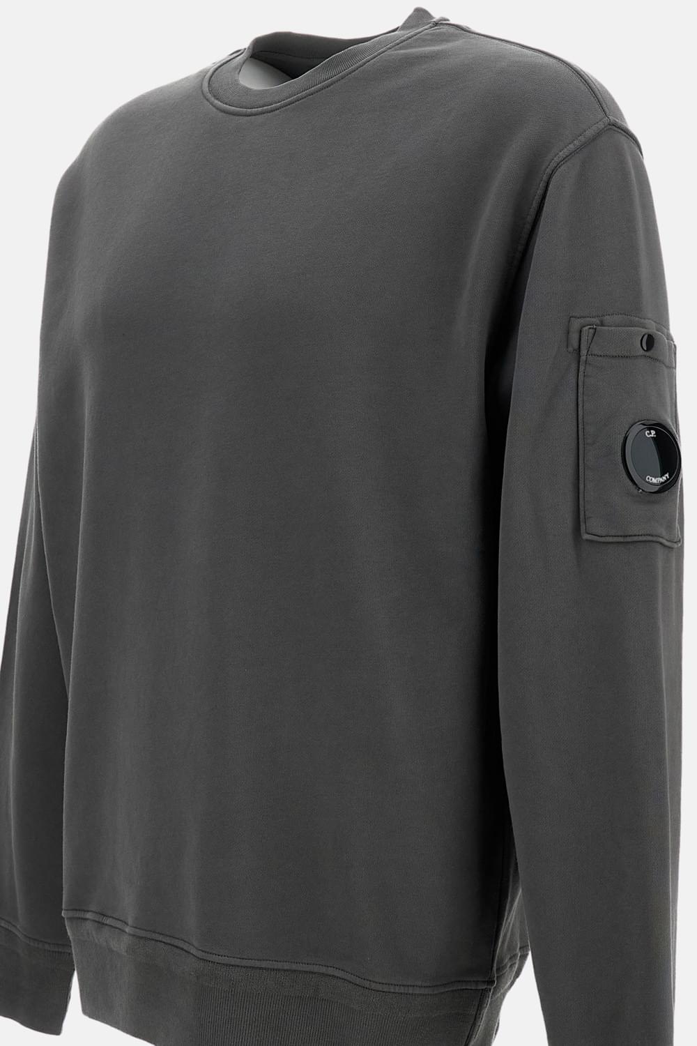 C.P. Company Men Cotton Diagonal Fleece Crewneck Lens Sweatshirt C.P. COMPANY
