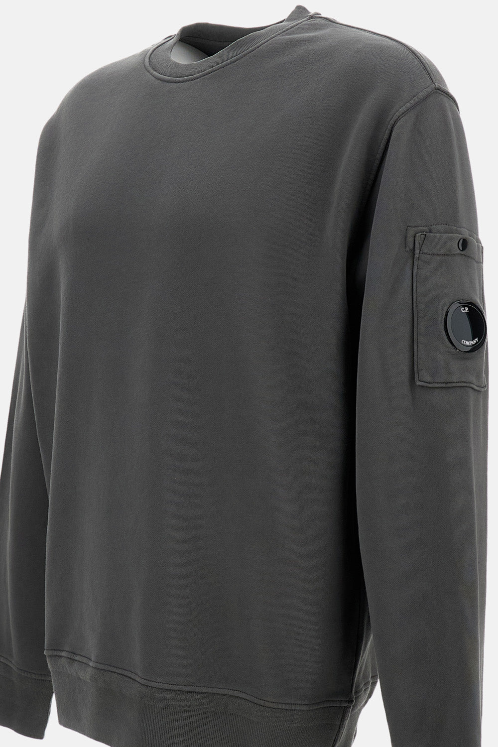 C.P. Company Men Cotton Diagonal Fleece Crewneck Lens Sweatshirt C.P. COMPANY