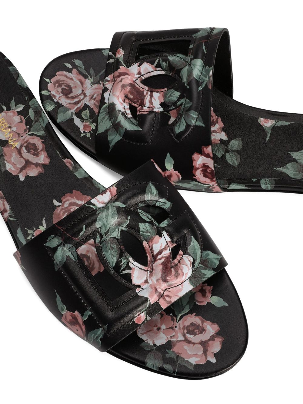 Dolce & Gabbana Women Dg Logo Leather Flat Sandals DOLCE & GABBANA