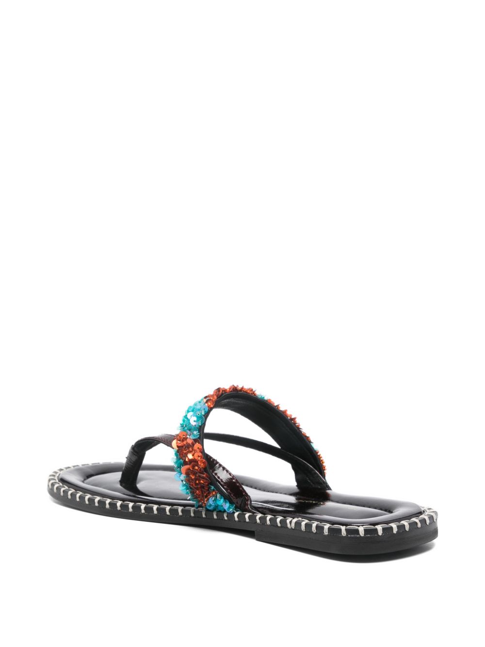 Dries Van Noten Women Embroidered Leather Thong Sandals DRIES VAN NOTEN