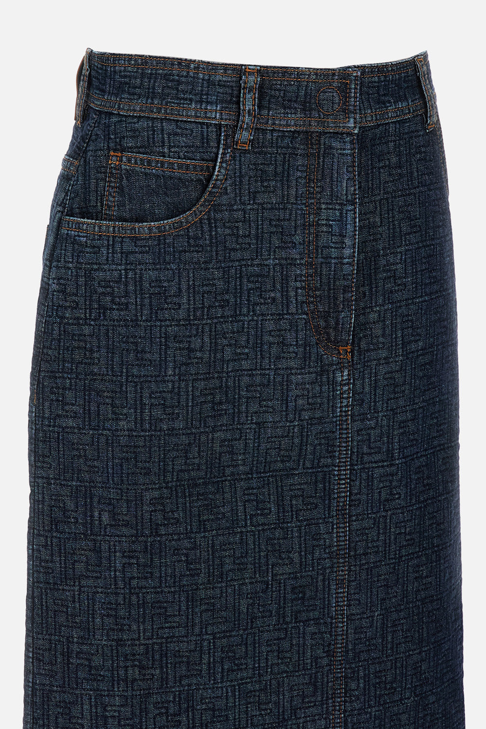 Fendi Women Ff Padded Denim Skirt FENDI
