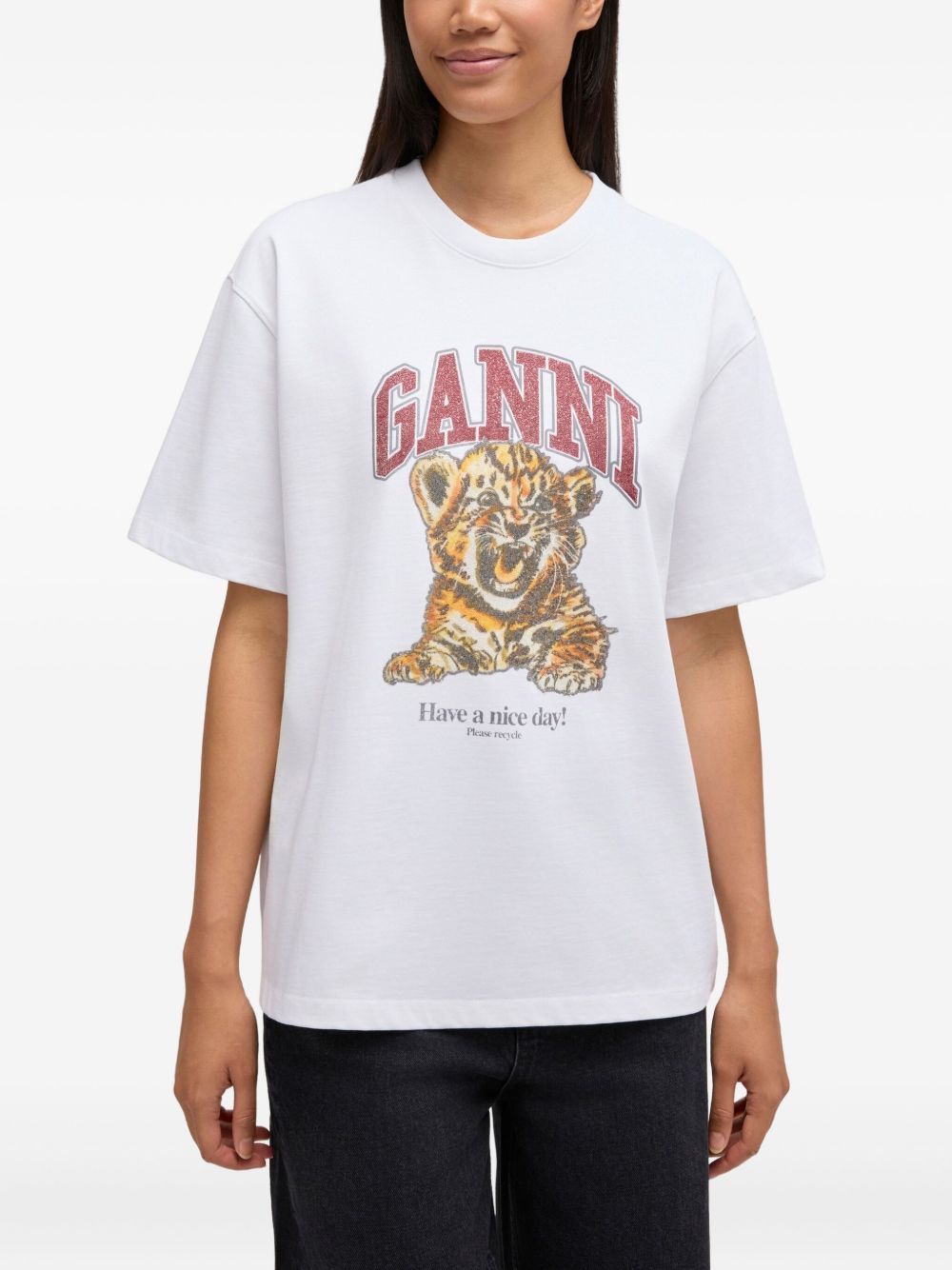 Ganni Women Baby Tiger Organic Cotton T-Shirt GANNI