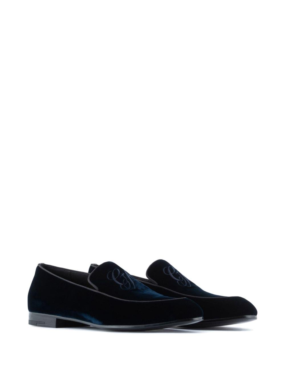 Giorgio Armani Men Embroidered Logo Velvet Loafers GIORGIO ARMANI