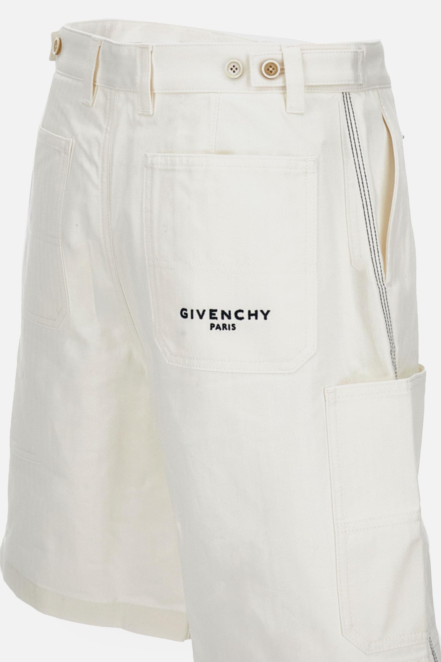 Givenchy Men Denim Shorts With Patch Pockets GIVENCHY