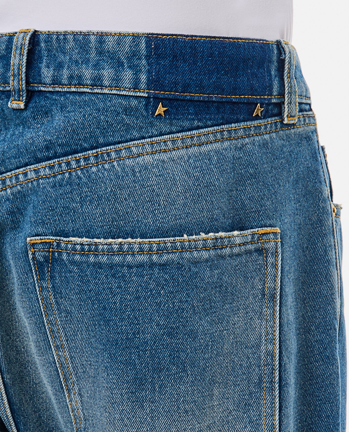 Golden Goose Men Golden M's Happy Medium Stone Washed Denim