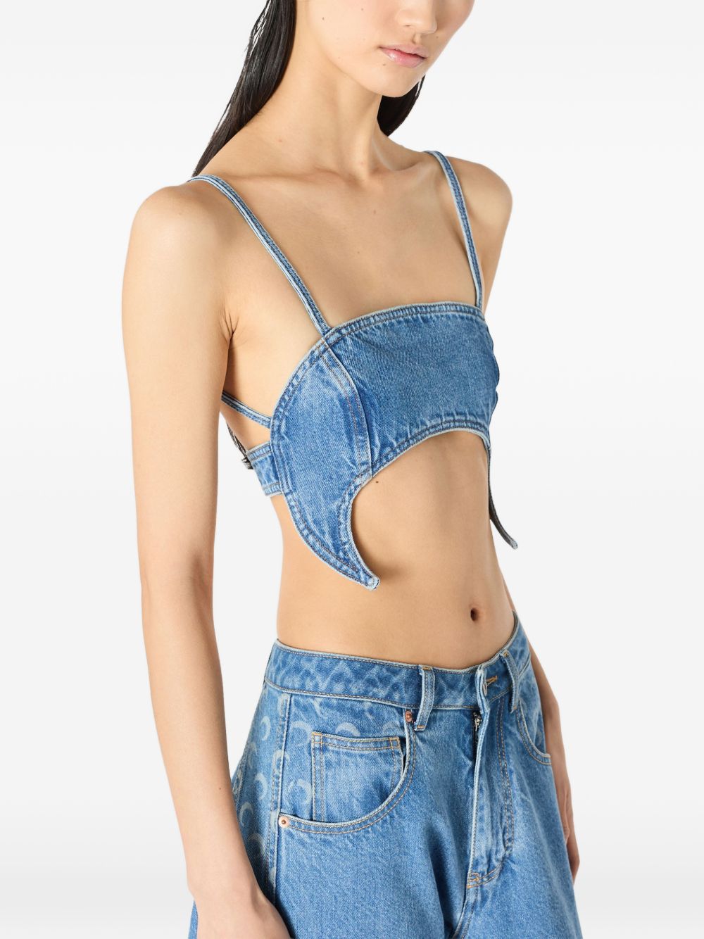 Marine Serre Women Denim Bra Top