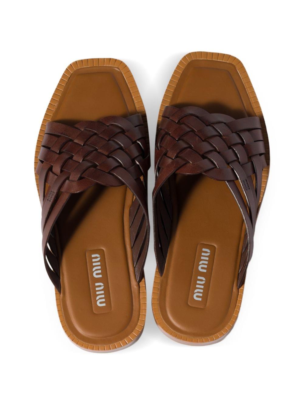 Miu Miu Women Leather Flat Sandals MIU MIU