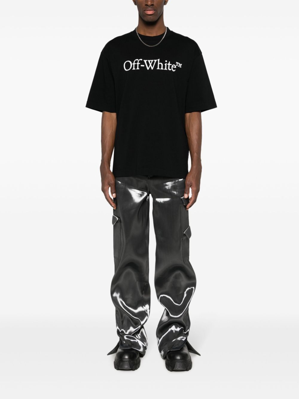 Off-White Men Big Bookish Cotton T-Shirt OFF-WHITE