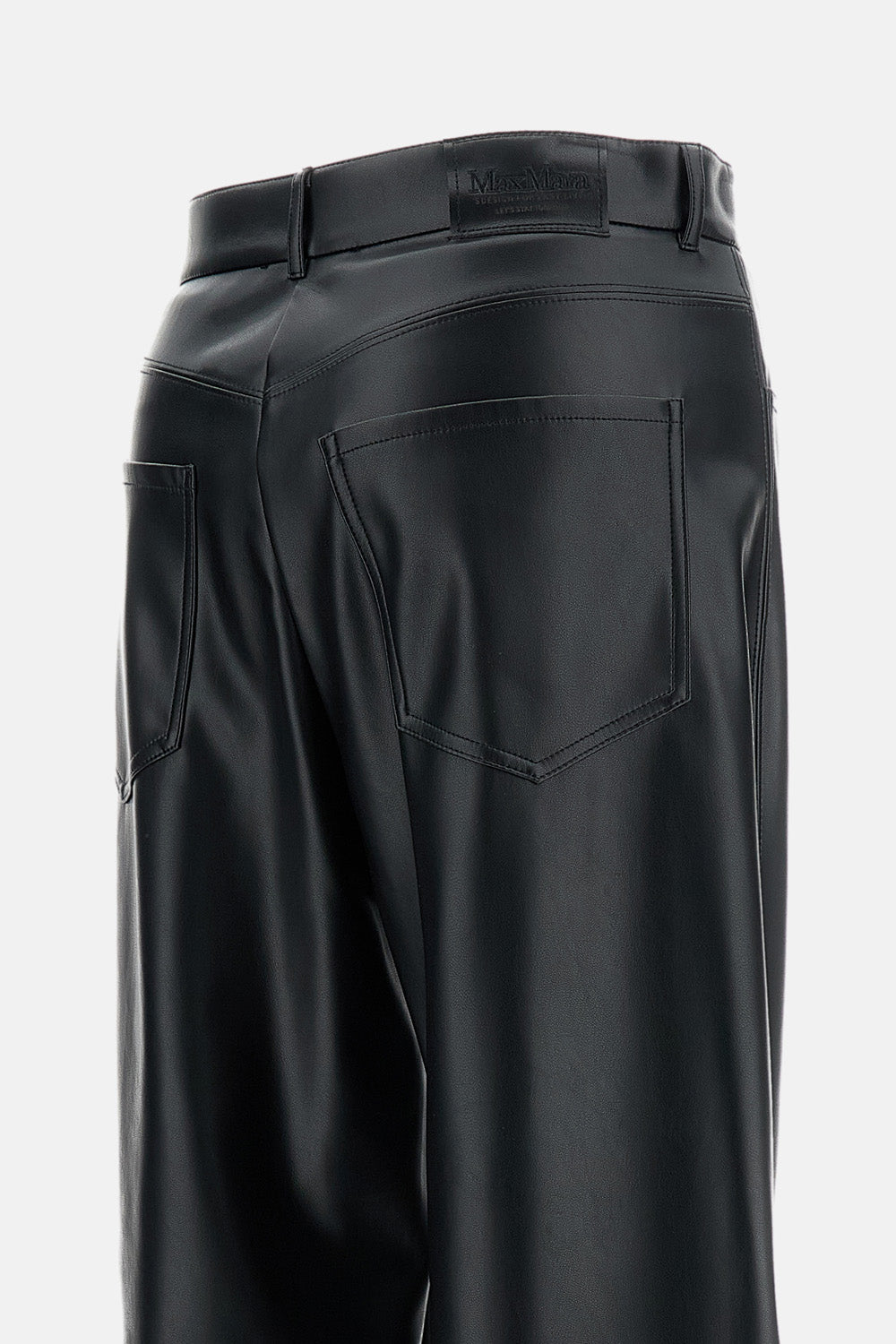 S Max Mara Women Black Faux Leather Trousers S MAX MARA