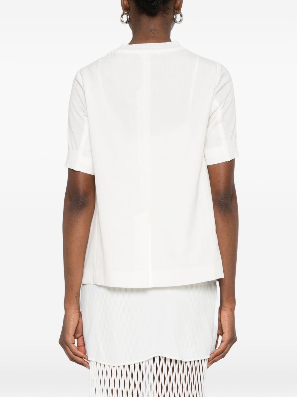 Sacai Women Wool And Cotton Blend T-Shirt SACAI