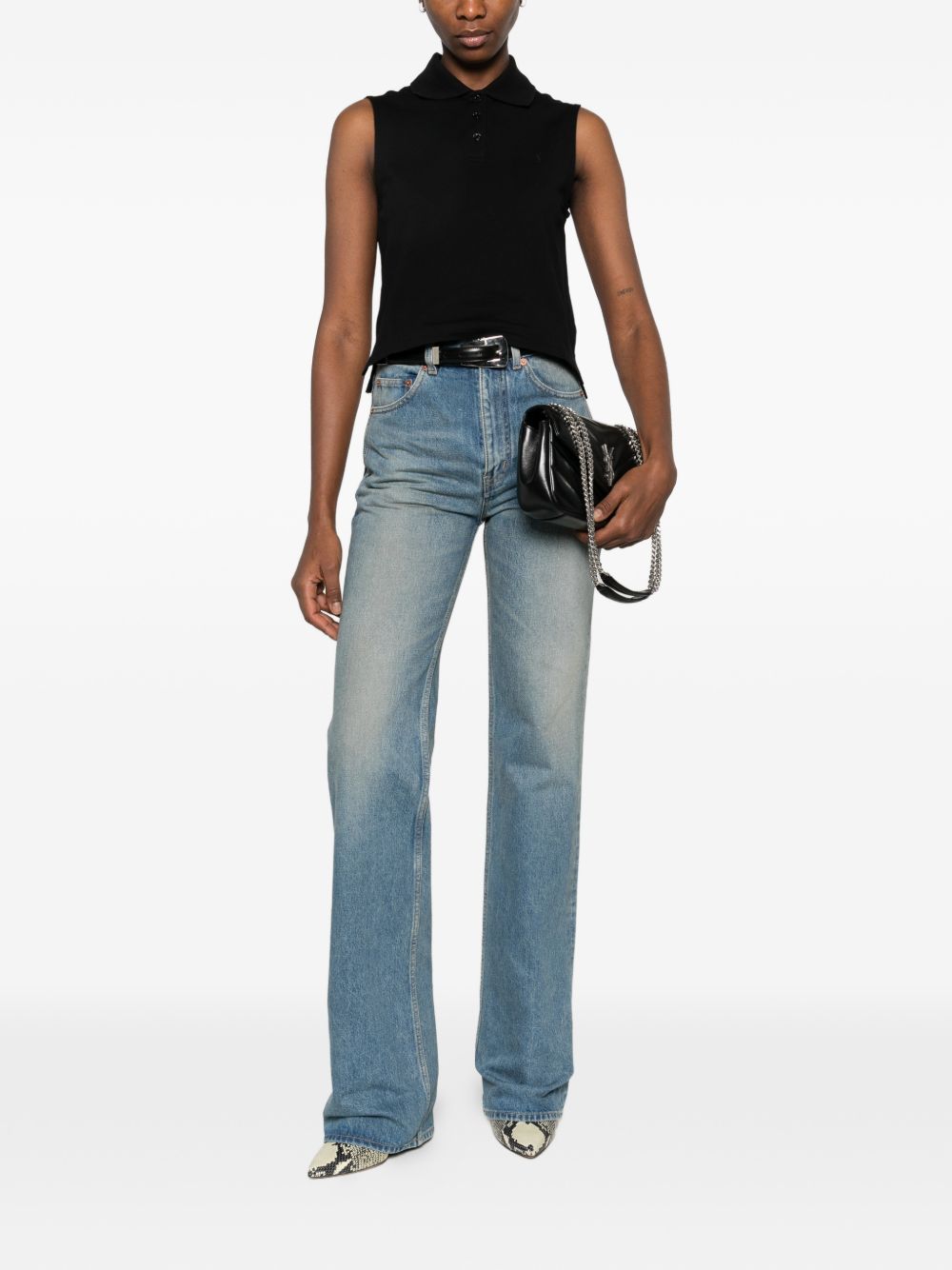 Saint Laurent Women Cotton Sleeveless Polo Shirt SAINT LAURENT