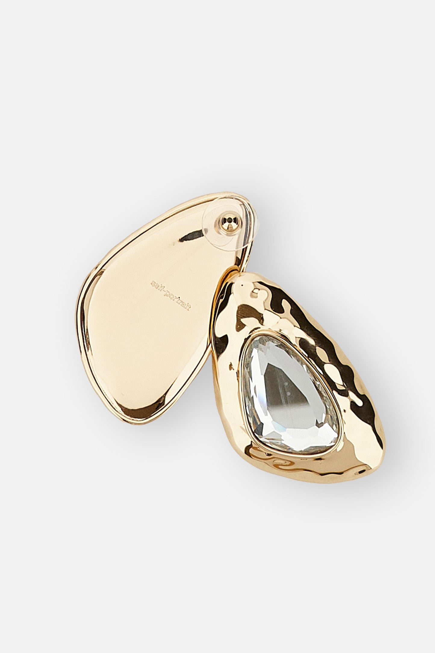 Self-Portrait Women Hammered Gold Crystal Earrings SELF-PORTRAIT
