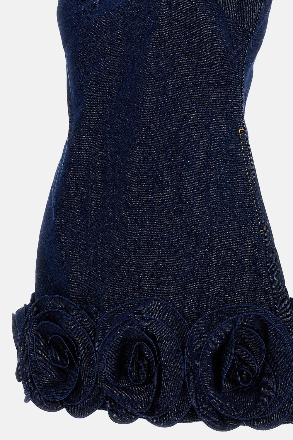 Self-Portrait Women Indigo Denim Mini Dress With 3D Flowers SELF-PORTRAIT