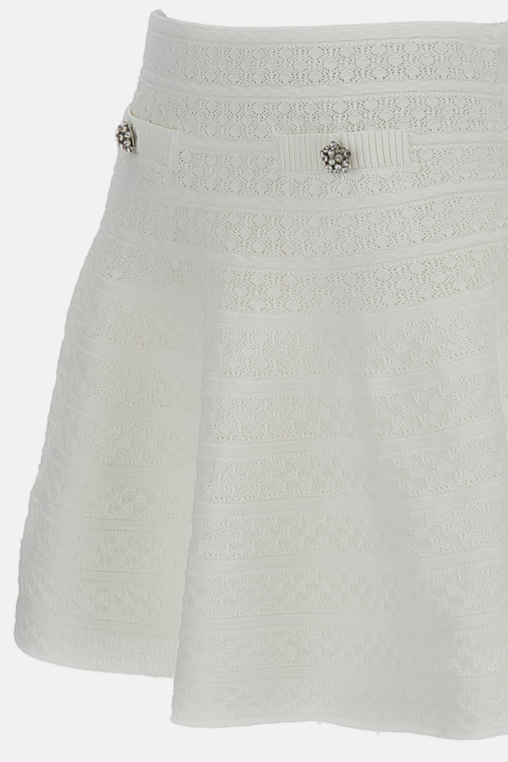 Self-Portrait Women White Pointelle Knit Mini Skirt SELF-PORTRAIT