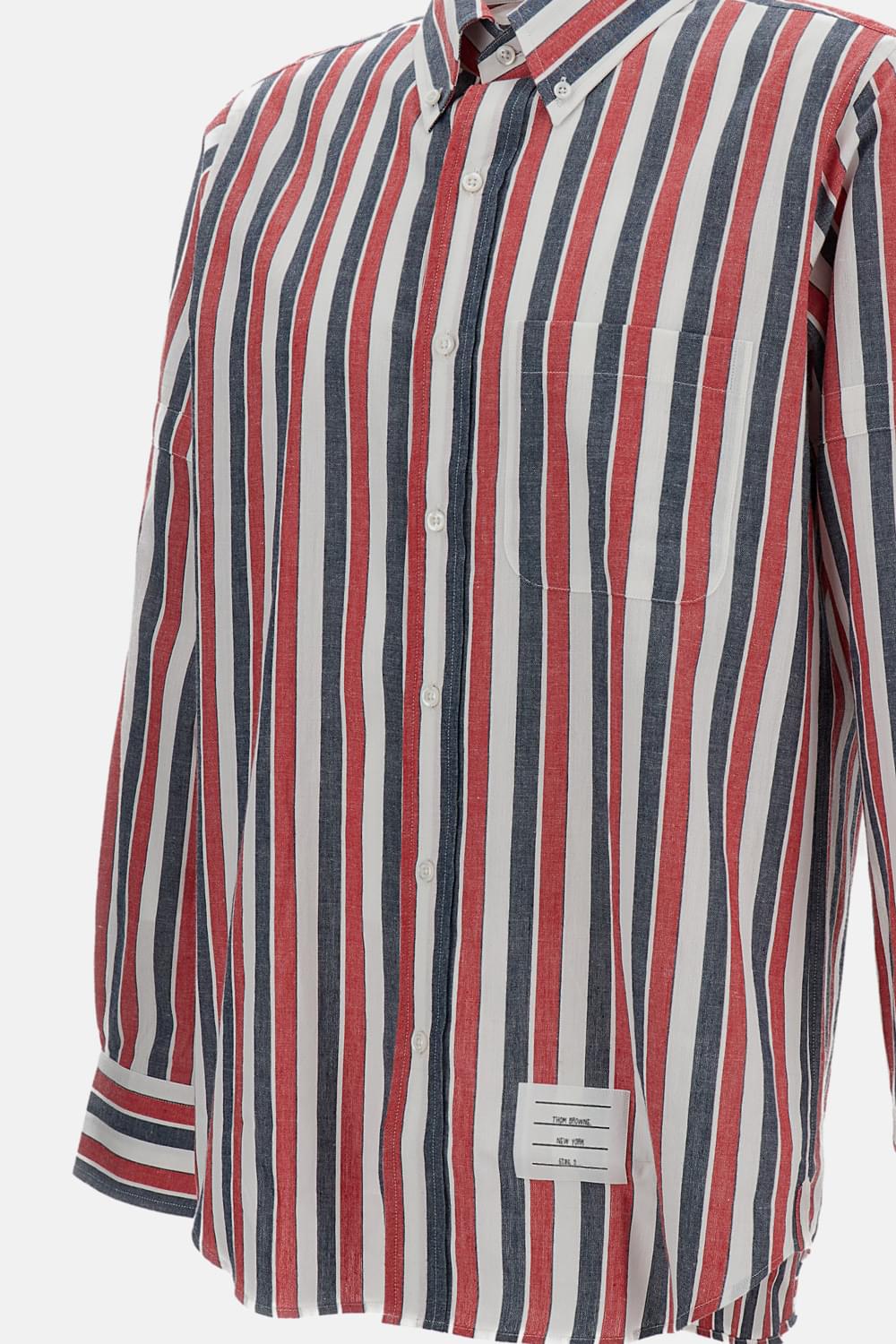 Thom Browne Men Striped Linen Shirt THOM BROWNE