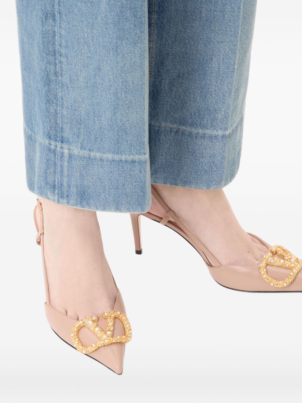 Valentino Garavani Women Vlogo Signature Leather Slingback Pumps VALENTINO GARAVANI
