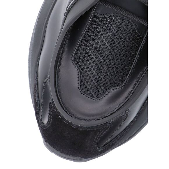 Prada Men Systeme Brushed Leather Sneakers With Bike Fabric In Black PRADA