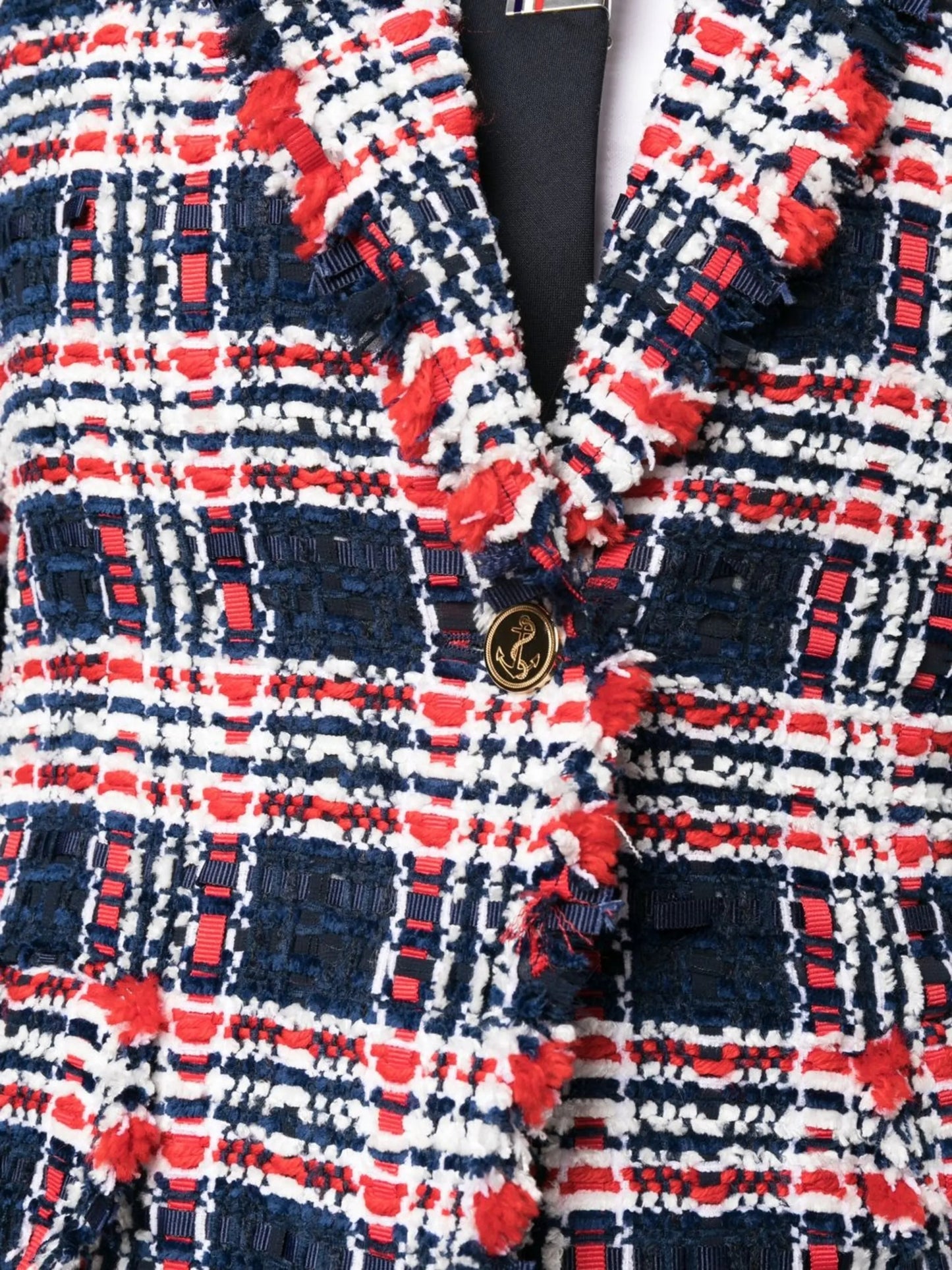Thom Browne Women Frayed Single-Breasted Tweed Blazer THOM BROWNE