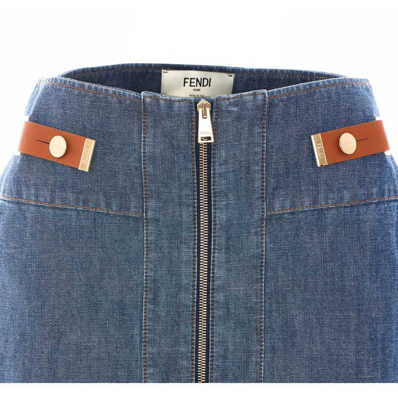 Fendi Women Straight Midi Denim Skirt FENDI