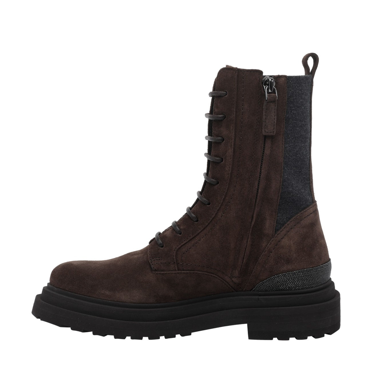 Brunello Cucinelli Women Suede And Wool Booties With Precious Detail BRUNELLO CUCINELLI