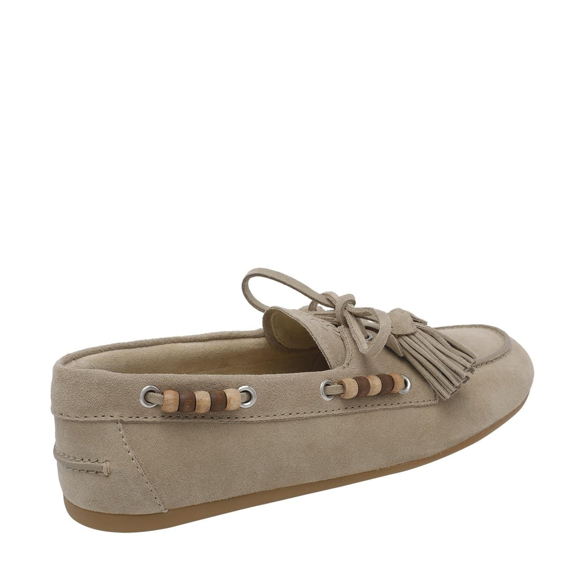 Miu Miu Women Suede Deck Loafers With Tassels And Miu Miu Logo MIU MIU