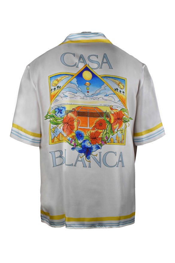 Casablanca Men Flower Court Icon Satin Shirt CASABLANCA