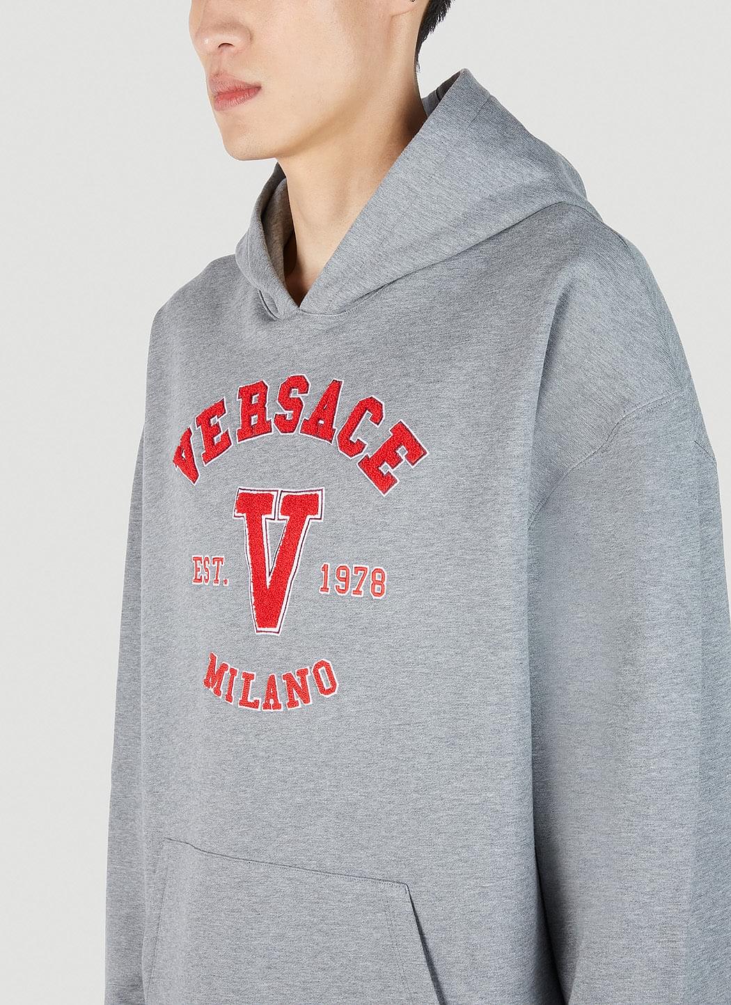 Versace Men Varsity Logo Patch Hooded Sweatshirt VERSACE