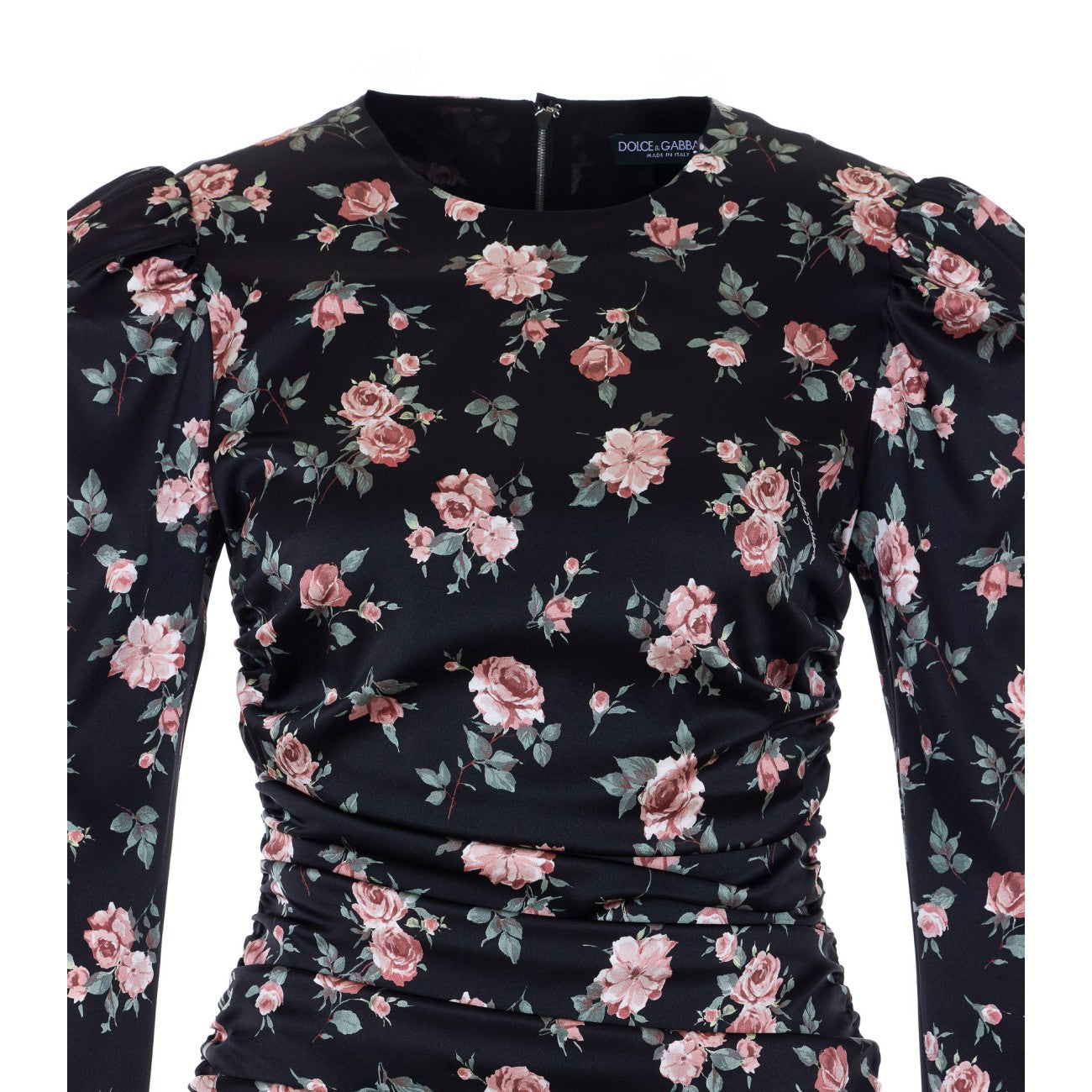 Dolce&Gabbana Women Vintage Rose Print Draped Dress DOLCE & GABBANA