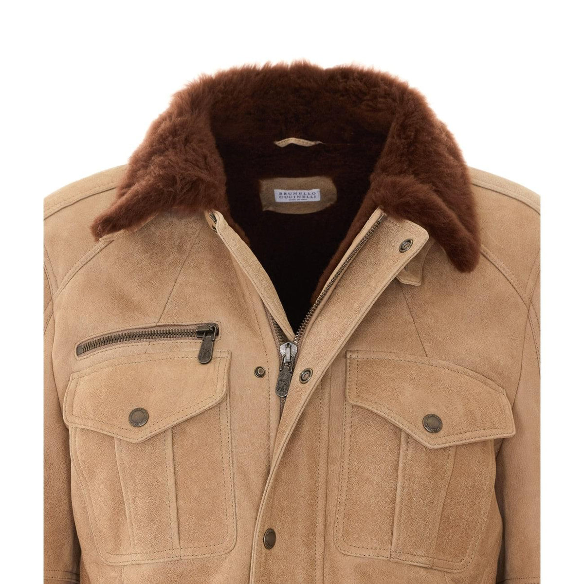 Brunello Cucinelli Men Waxed Shearling Safari Jacket BRUNELLO CUCINELLI