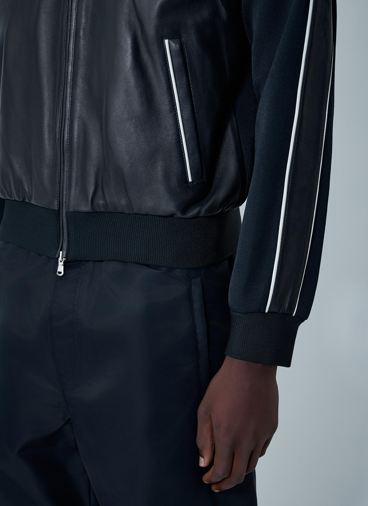 Wales Bonner Men Leather Logo Motif Bomber Jacket WALES BONNER