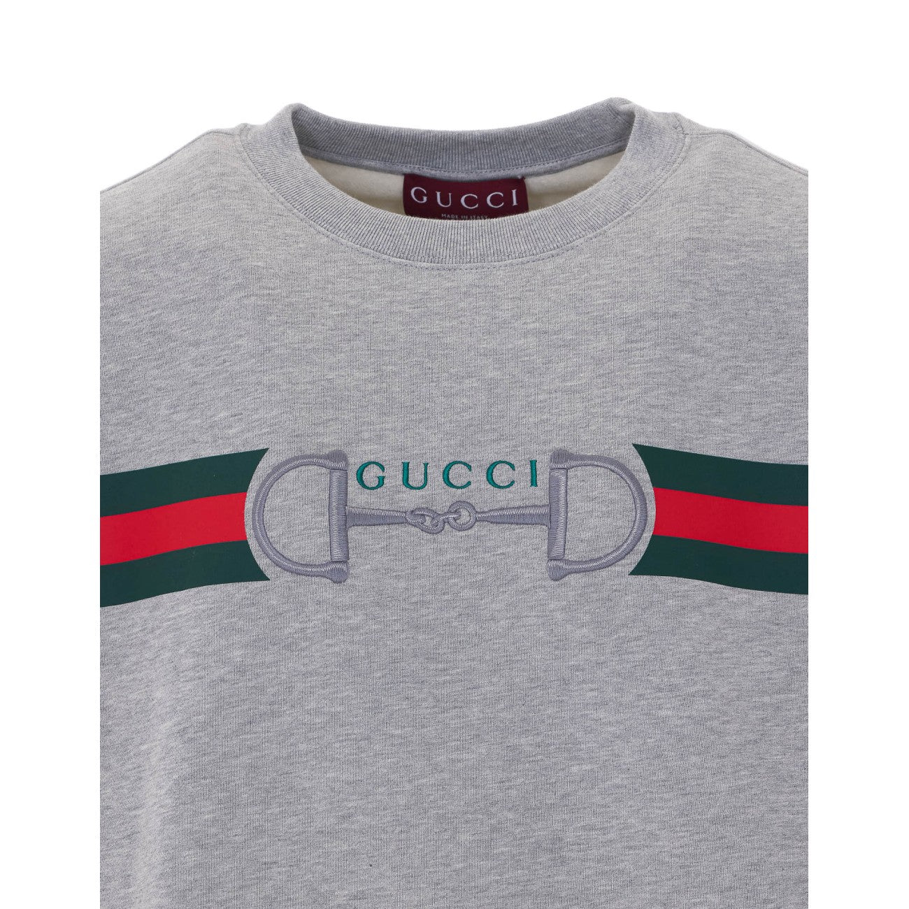 Gucci Men Web Print And Clamp Gucci Embroidery Sweatshirt GUCCI