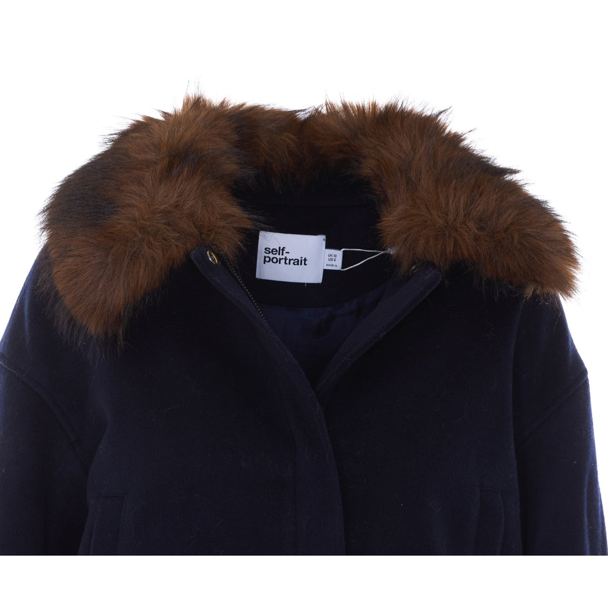 Self Portrait Women Wool Fake Fur Trim Jacket SELF-PORTRAIT