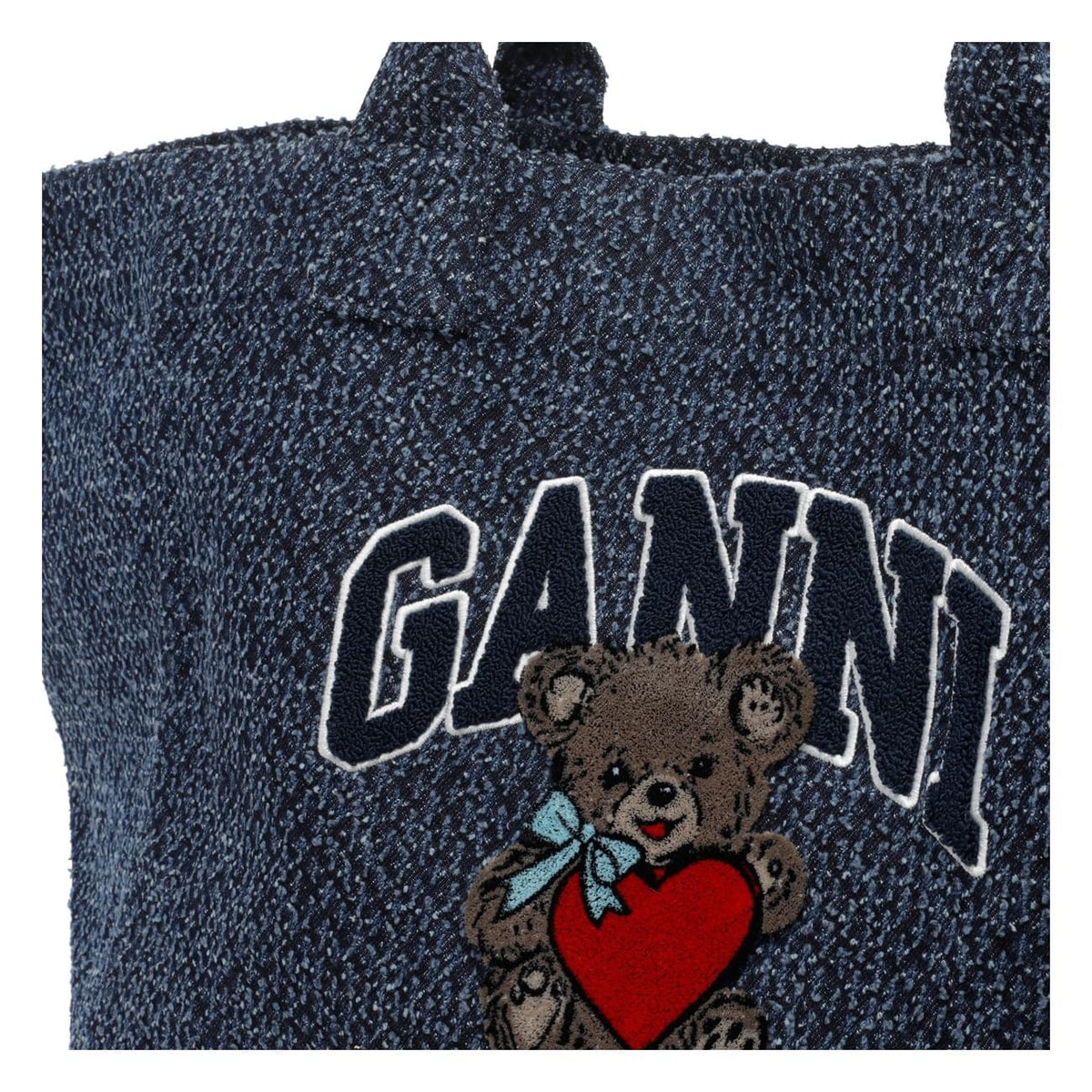 Ganni Women Xxl Bear Tweed Denim Shopper Bag GANNI