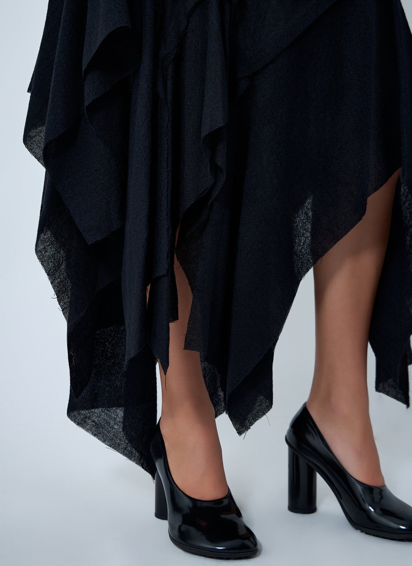 Yohji Yamamoto Women Gauzed Frilled Midi Skirt YOHJI YAMAMOTO