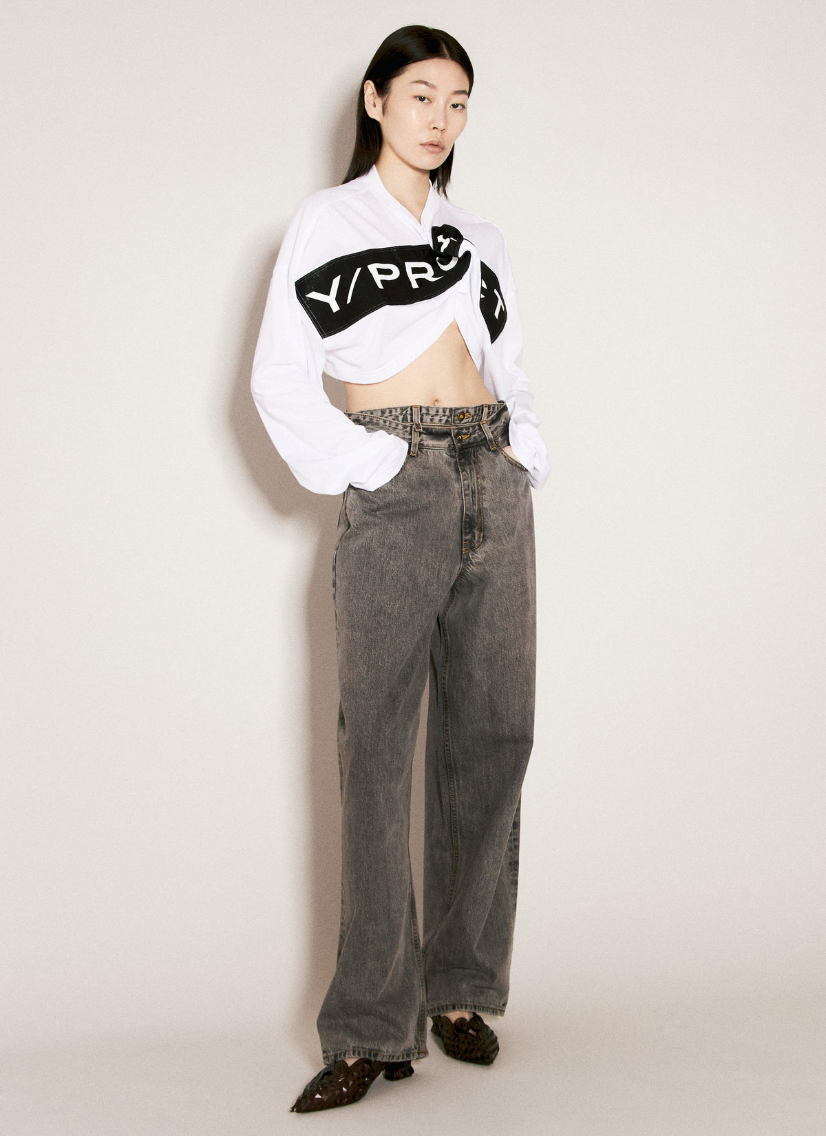 Y/Project Women Scrunched Logo Print T-Shirt Y PROJECT
