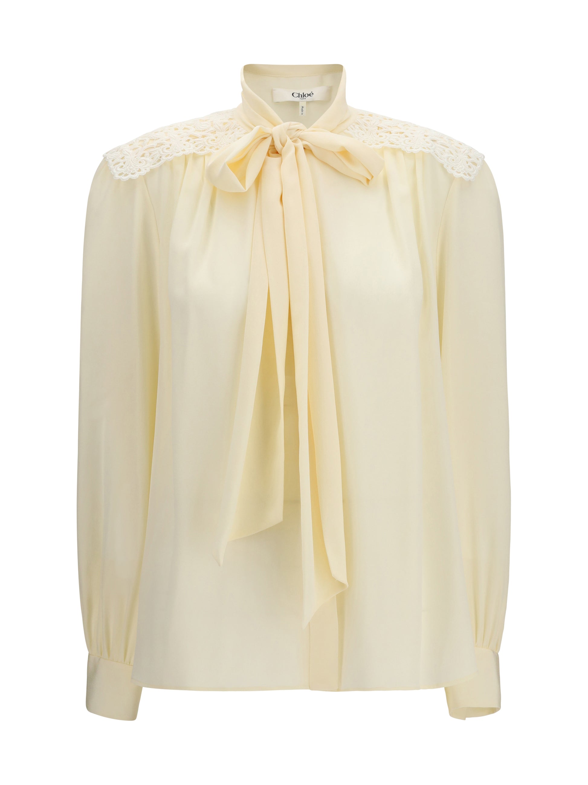 Chloé Women Bow Blouse With Embroidered Shoulders CHLOE