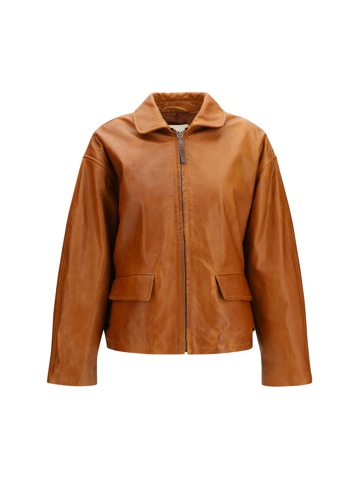Marni Women Glossy Leather Jacket With Back Martingale MARNI
