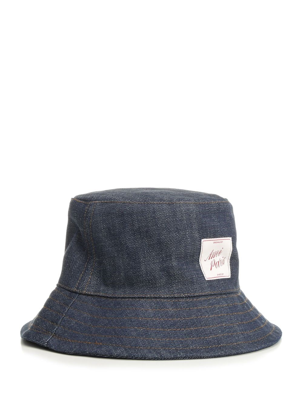 Ami Women Topstitchings Denim Hat Raw Indigo Denim AMI PARIS
