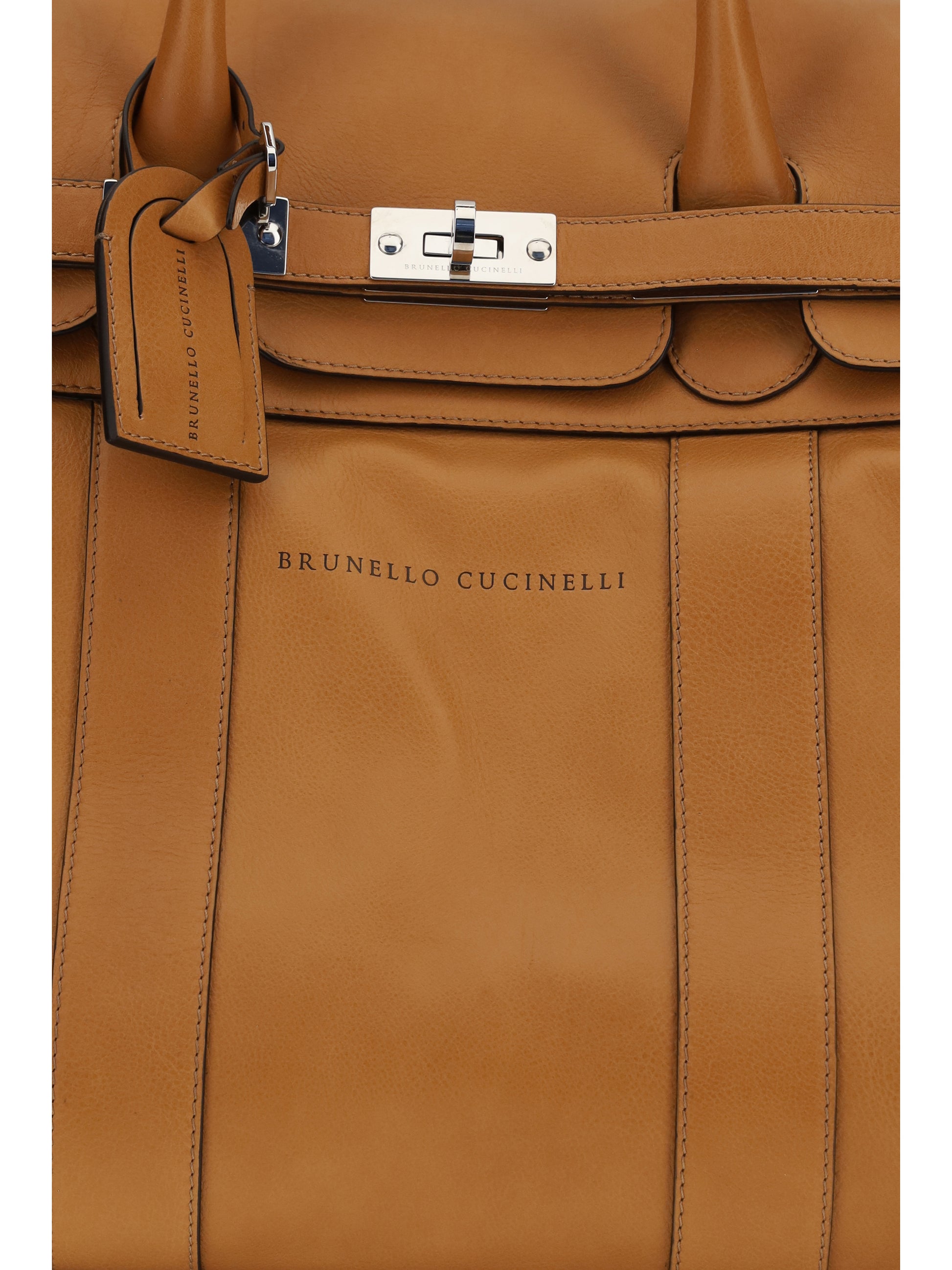 Brunello Cucinelli Men Leather Travel Bag With Logo BRUNELLO CUCINELLI