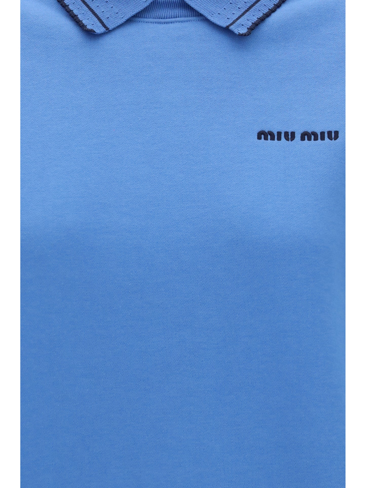 Miu Miu Women Crewneck Sweatshirt With Embroidered Logo And Collar MIU MIU