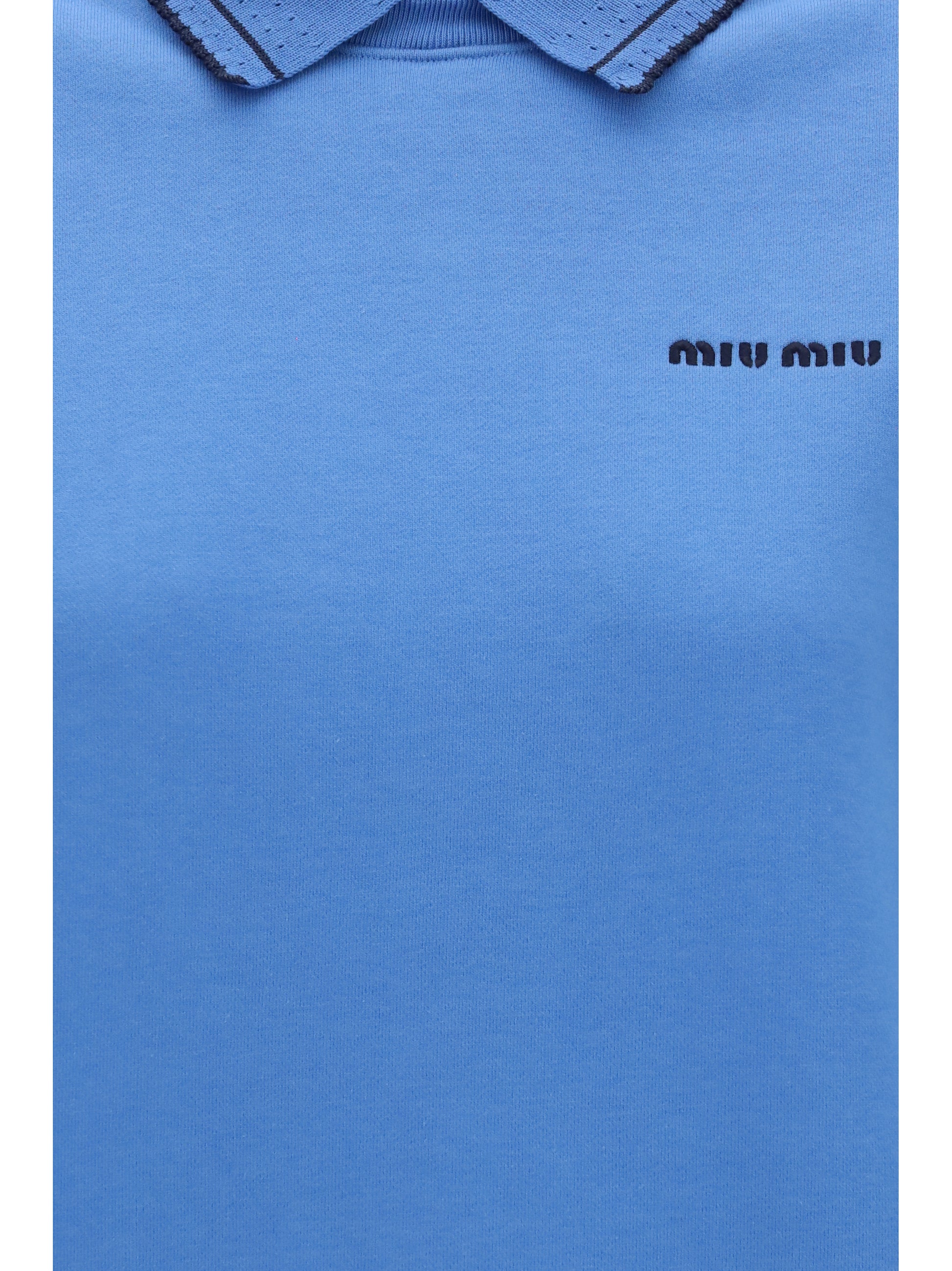 Miu Miu Women Crewneck Sweatshirt With Embroidered Logo And Collar MIU MIU