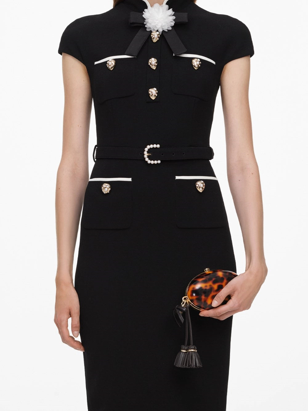 Self-Portrait Women Wool Crepe Midi Dress SELF-PORTRAIT