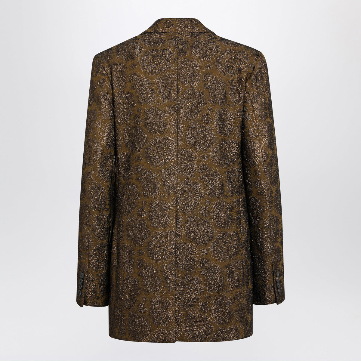 Dries Van Noten Khaki Single-Breasted Jacket With Floral Jacquard Pattern Women DRIES VAN NOTEN