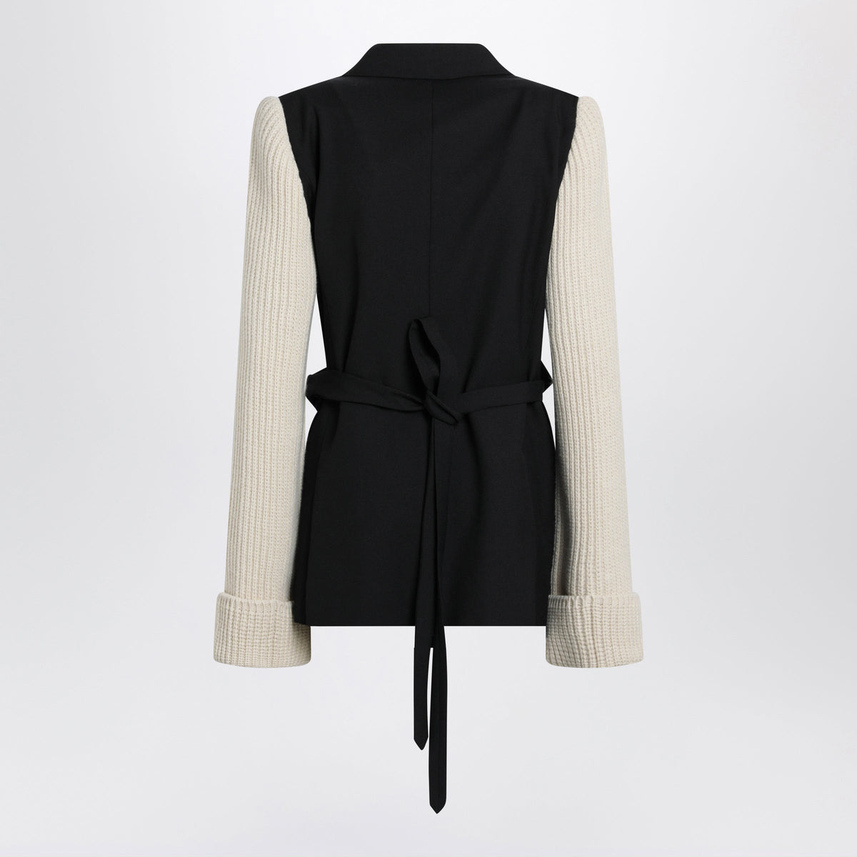 Dries Van Noten Black/White Jacket With Ribbed Knit Sleeves Women DRIES VAN NOTEN