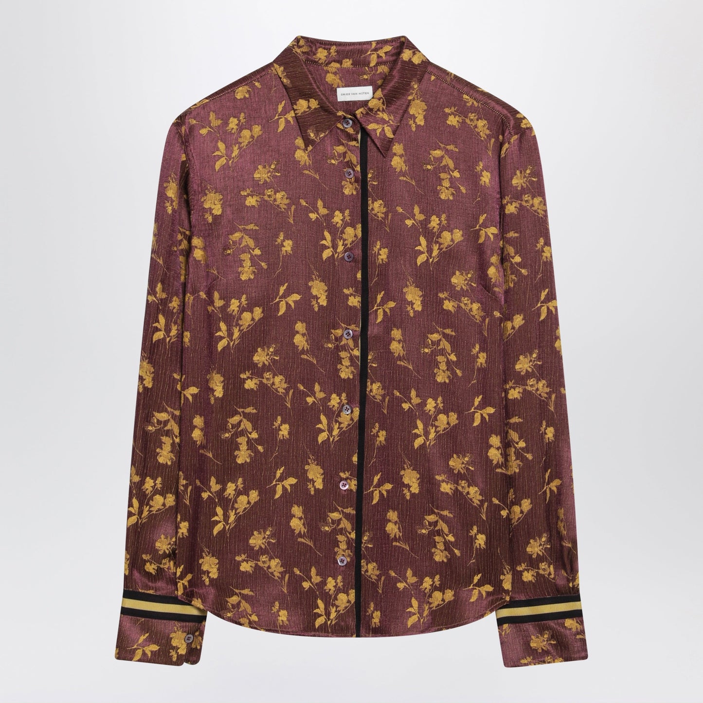 Dries Van Noten Purple Floral Jacquard Shirt In Viscose Blend Women DRIES VAN NOTEN