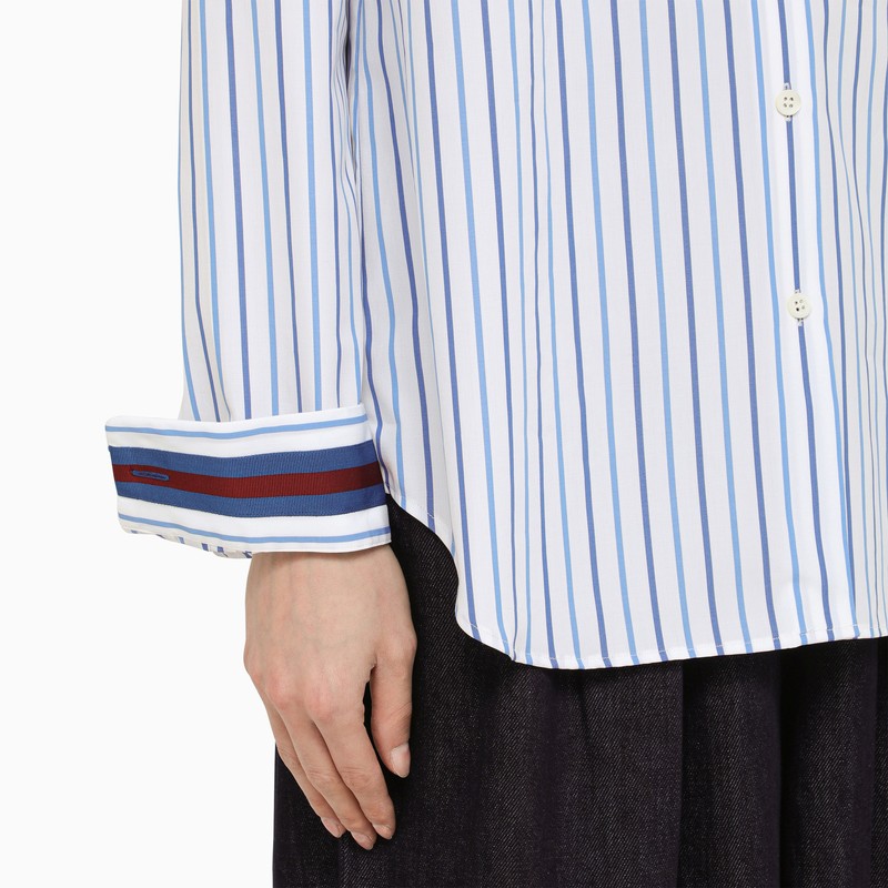 Dries Van Noten Light Blue Striped Long Sleeves Shirt Women
