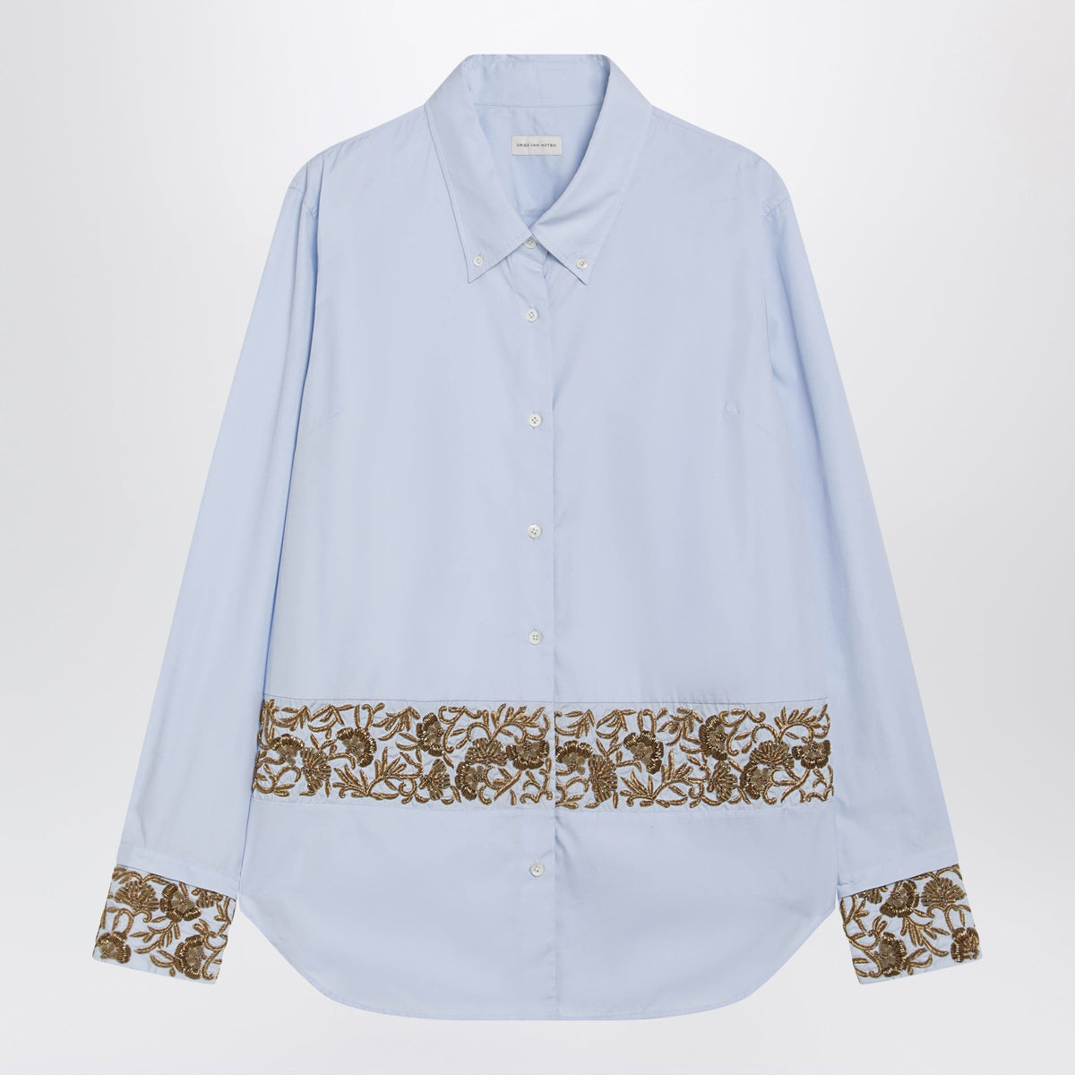 Dries Van Noten Light Blue Shirt In Cotton Poplin With Embroidery Women DRIES VAN NOTEN