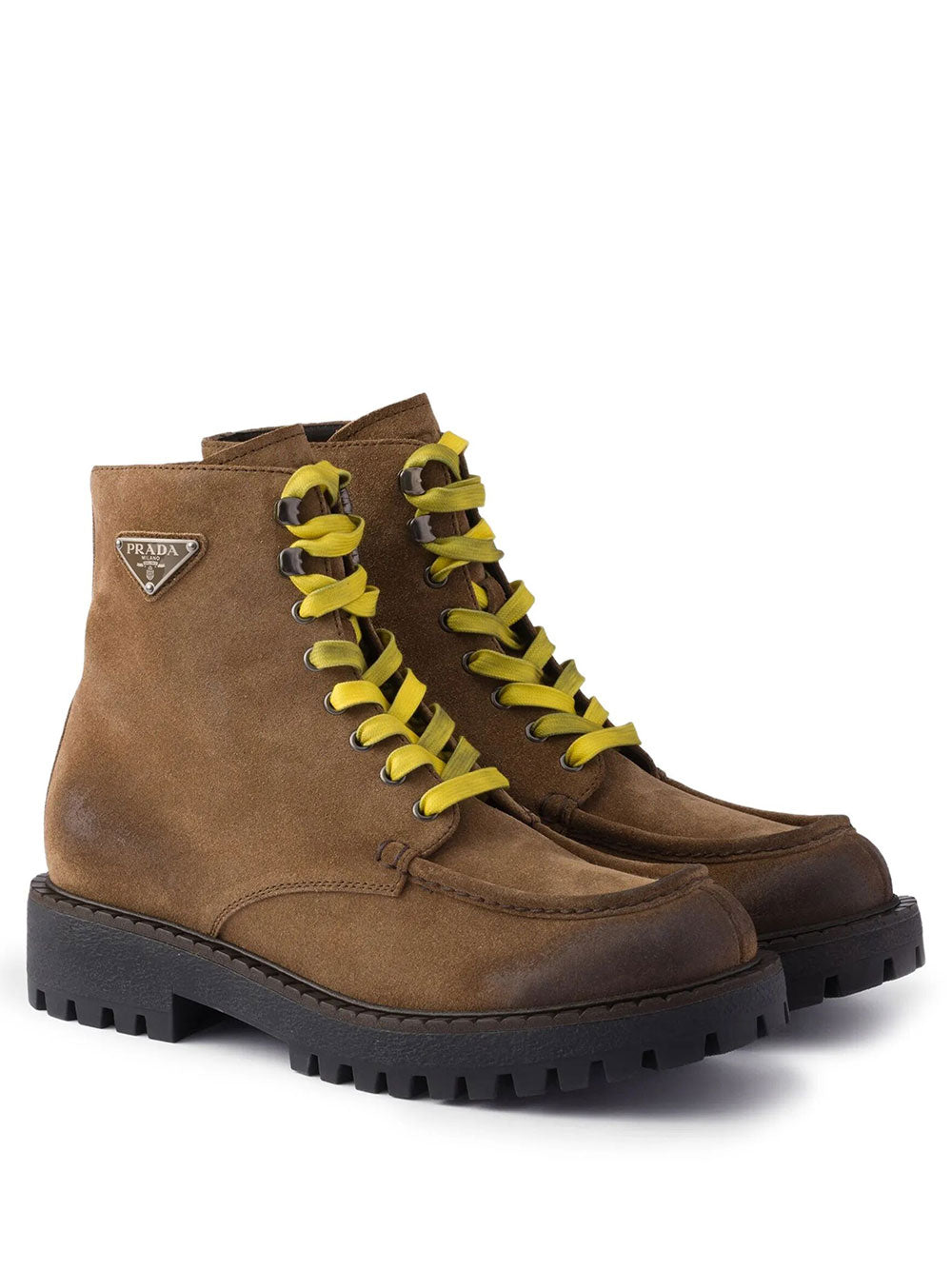 Prada Men Stivaletti Stringati In Pelle Scamosciata PRADA