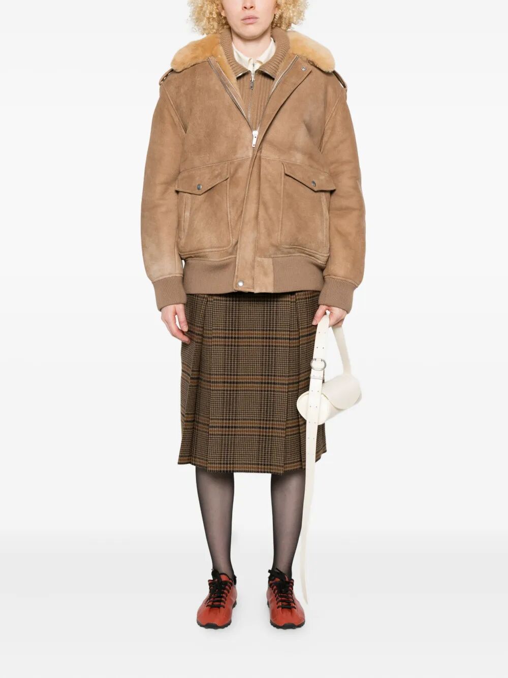 Prada Women Shearling Bomber Jacket PRADA